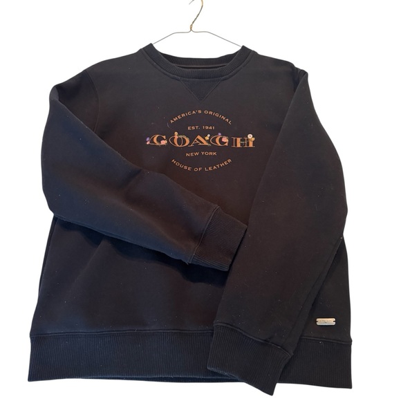 Coach Black Embroidered Floral Sweatshirt Women’s Small Pullover - Picture 2 of 10